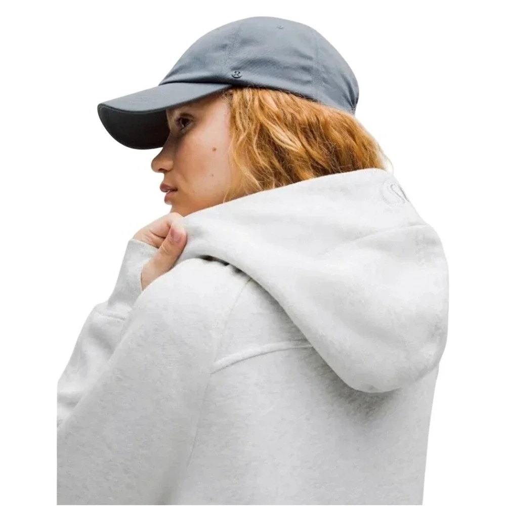 Lululemon Scuba Oversized Half Zip Hoodie Light Grey Cropped Thumbholes Sz XS/S - Picture 2 of 9